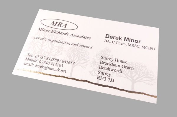 An example of a unique business card with a foil strip