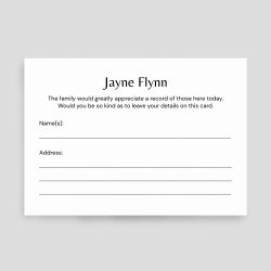 Funeral Attendance Cards