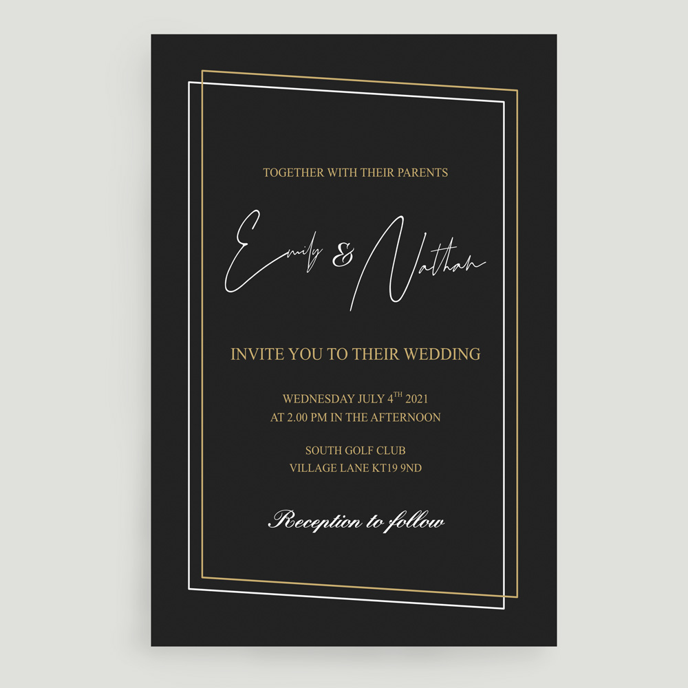 Black and Gold Wedding Invite