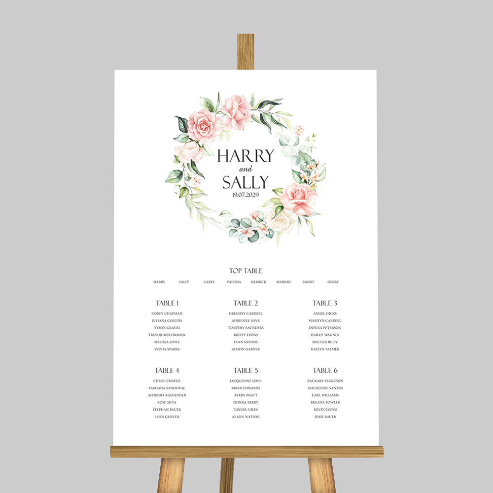 Table Plan Template Floral Wreath